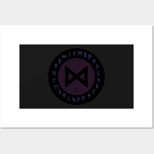 Purple Dagaz Futhark  | Icelandic | Viking Rune Symbol Posters and Art